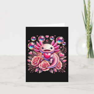 Cute Axolotl Holding Heart Romantic Valentines Day Card
