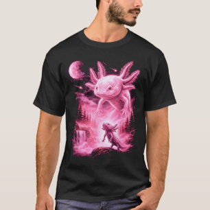 Cute axolotl howling to the moon meme mystical T-Shirt