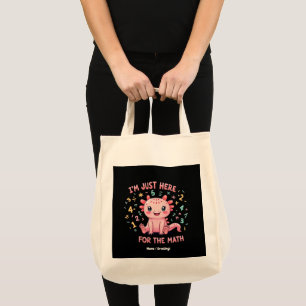Cute Axolotl I Am Just Here for Math Funny Retro Tote Bag