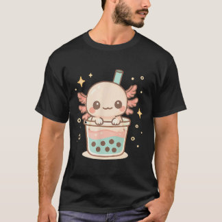 Cute Axolotl In Bubble Tea Cup Kawaii Animal Lover T-Shirt
