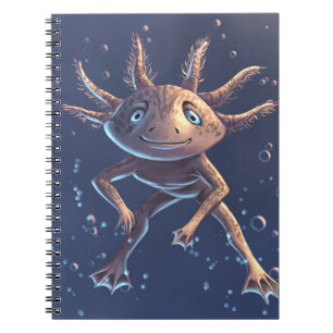 Cute axolotl in the water notebook