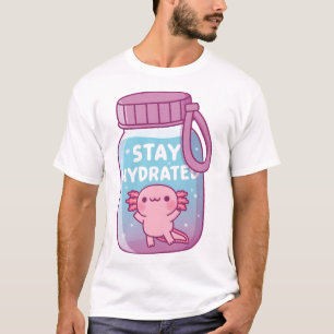 Cute Axolotl In Water Bottle Stay Hydrated Funny T-Shirt