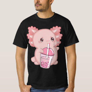Cute Axolotl Japanese Strawberry Milk Anime Pink K T-Shirt
