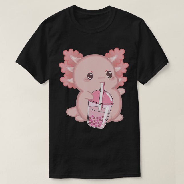 Cute Axolotl Japanese Strawberry Milk Anime Pink K T-Shirt (Design Front)