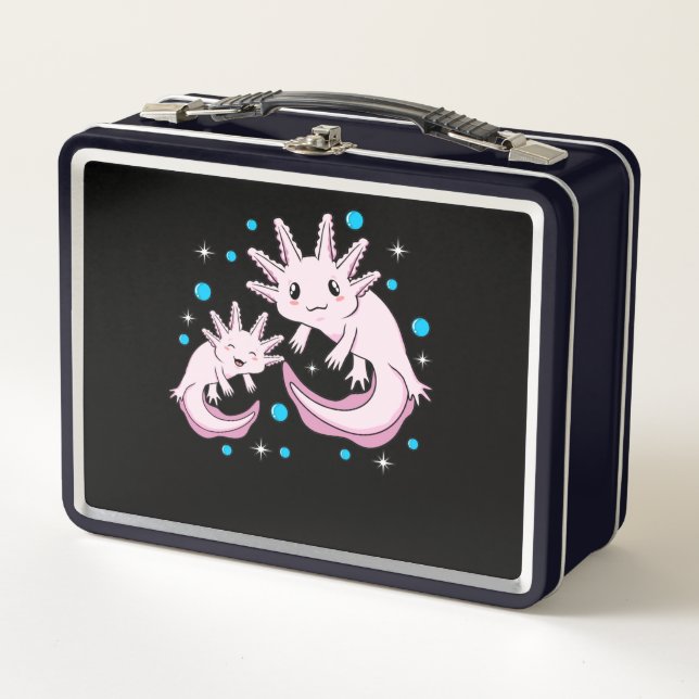 Cute Axolotl Kawaii Animal Axolotls Lover Pet Owne Metal Lunch Box (Front)