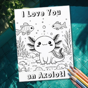 Cute Axolotl   Kid's Colouring Page