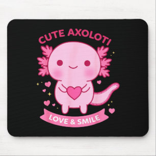 Cute Axolotl Love & Smile Kawaii Heart Animal Mouse Mat