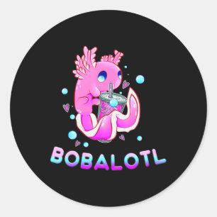 Cute Axolotl Lover Bobalotl Boba Kawaii Anime Japa Classic Round Sticker