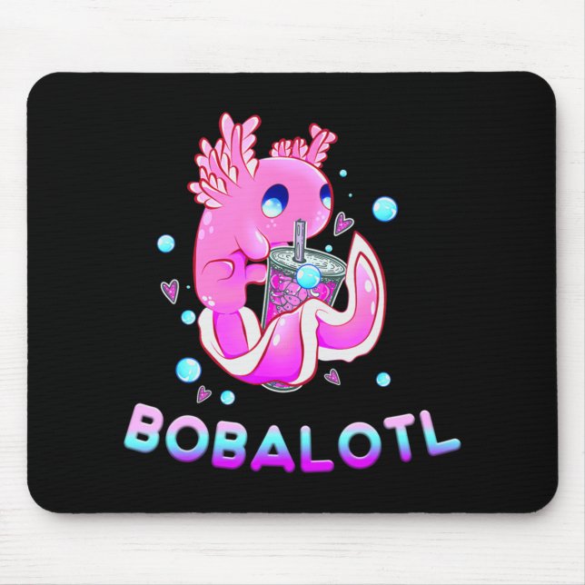 Cute Axolotl Lover Bobalotl Boba Kawaii Anime Japa Mouse Mat (Front)