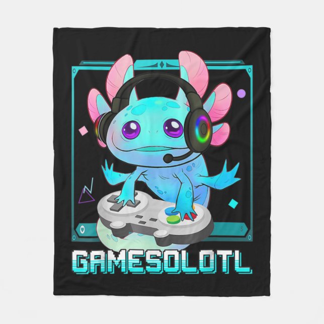 Cute Axolotl Lover Gamesalotl Gaming Axolotl Kids  Fleece Blanket (Front)