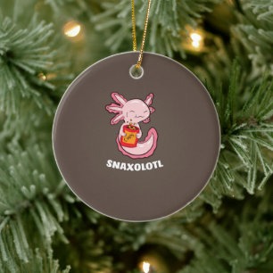 Cute Axolotl Lover Snaxolotl Kawaii Axolotl Food C Ceramic Tree Decoration
