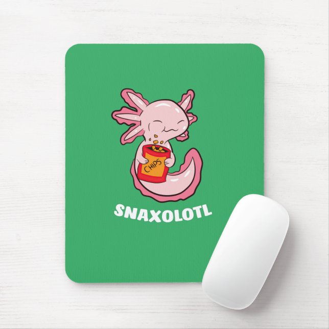 Cute Axolotl Lover Snaxolotl Kawaii Axolotl Food Mouse Mat (With Mouse)
