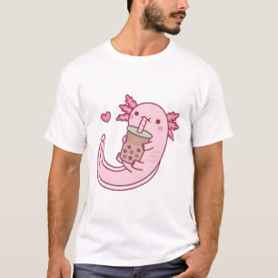 Cute Axolotl Loves Bubble Tea T-Shirt