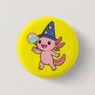 Cute Axolotl Magician Button