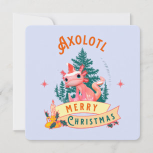 Cute Axolotl Merry Christmas Holiday Art Card