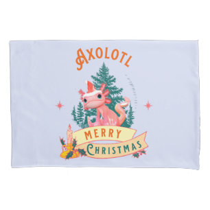 Cute Axolotl Merry Christmas Holiday Art Pillowcase