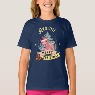 Cute Axolotl Merry Christmas Holiday Art T-Shirt