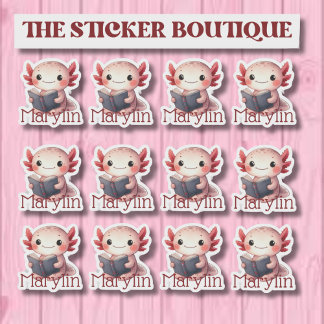 Cute Axolotl Name Reading Sticker Pack
