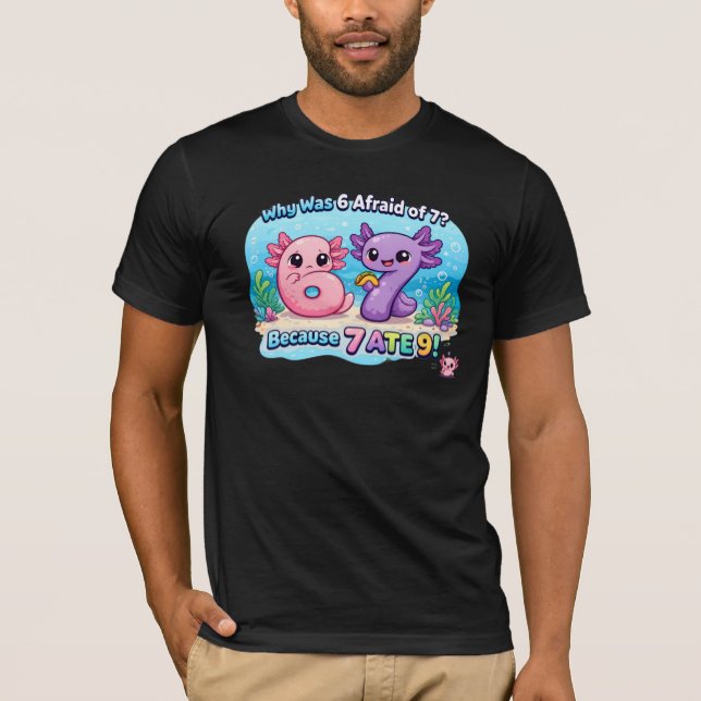 Cute Axolotl Number Math Pun T-Shirt (Front)