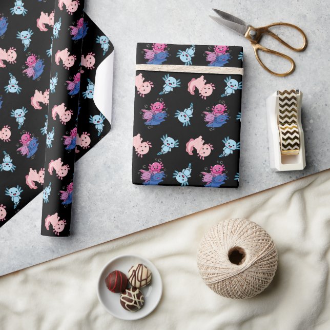 Cute Axolotl Pattern Wrapping Paper (Crafts)