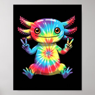 Cute Axolotl Peace Sign Colourful Tie-dye Hippie C