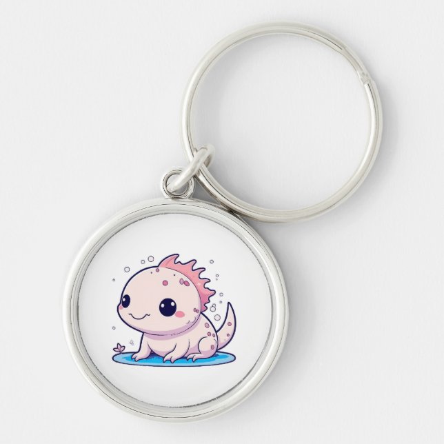 cute axolotl philosopher key ring (Front)
