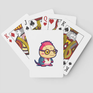 cute axolotl philosopher playing cards