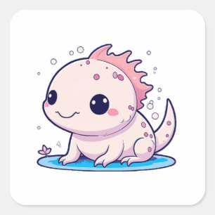cute axolotl philosopher square sticker