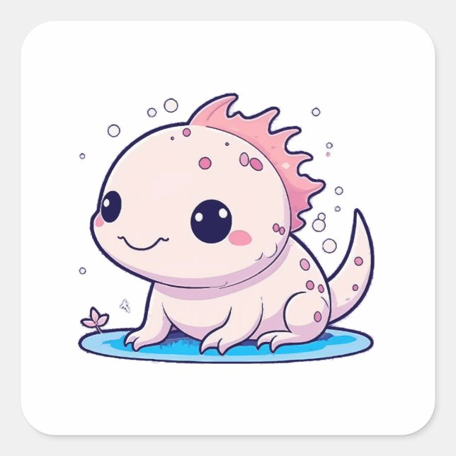 cute axolotl philosopher square sticker (Front)