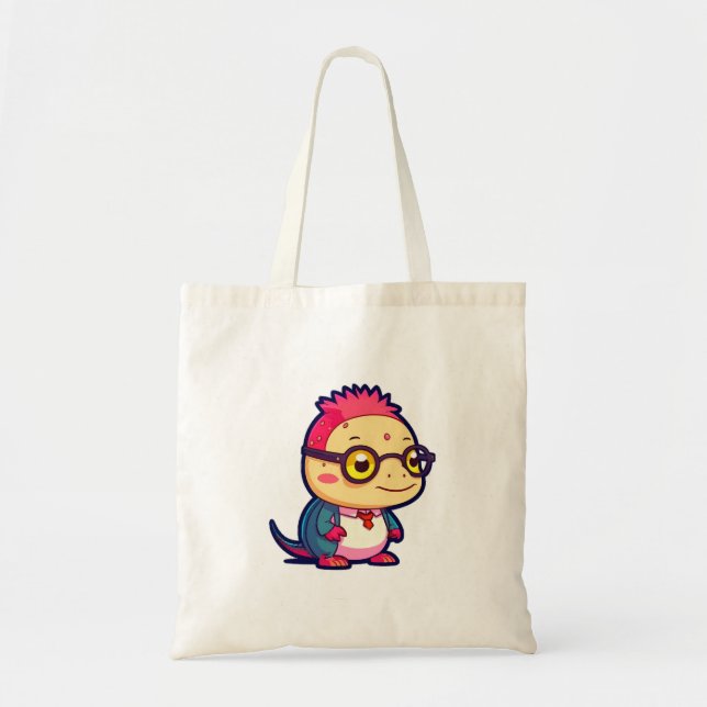 cute axolotl philosopher tote bag (Front)