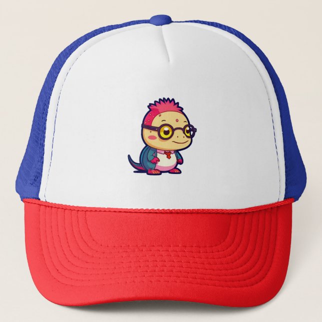 cute axolotl philosopher trucker hat (Front)