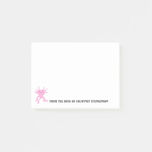 Cute Axolotl Pink Salamander Personalised Post-it Notes