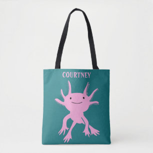 Cute Axolotl Pink Salamander Personalised Tote Bag