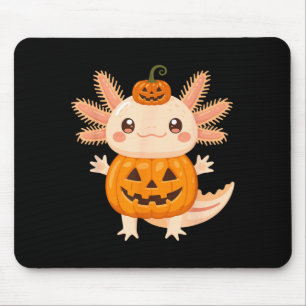 Cute Axolotl Pumpkin Halloween Jack O Lantern Kids Mouse Mat