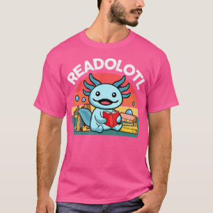 Cute Axolotl Reading Readolotl Blue Axolotl Salama T-Shirt