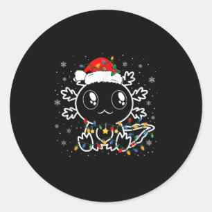 Cute Axolotl Santa Hat Funny Boys Girls Xmas Tree  Classic Round Sticker