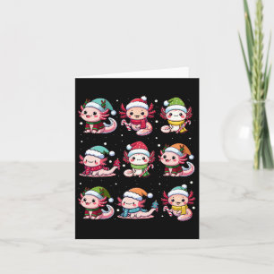 Cute Axolotl Santa Hat Xmas Lights Japanese Christ Card