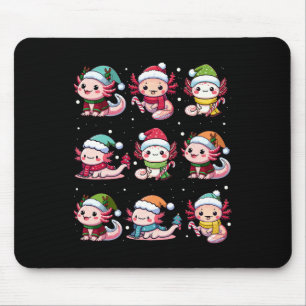 Cute Axolotl Santa Hat Xmas Lights Japanese Christ Mouse Mat