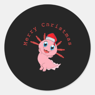 Cute Axolotl Santa Merry Christmas T Shirt  Classic Round Sticker