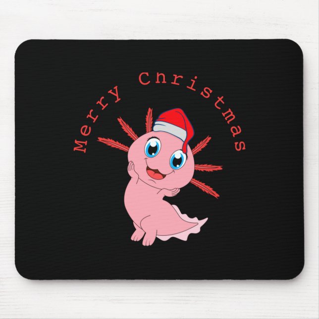 Cute Axolotl Santa Merry Christmas T Shirt  Mouse Mat (Front)