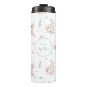 Cute Axolotl School Kids Personalised Thermal Tumbler
