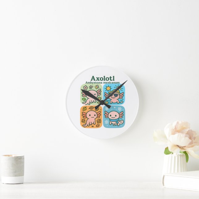 Cute Axolotl Seasons Collection – Seasons Round Clock (Home)