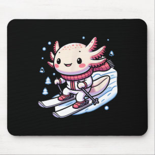 Cute Axolotl Skiing Ski Winter Sports Mouse Mat