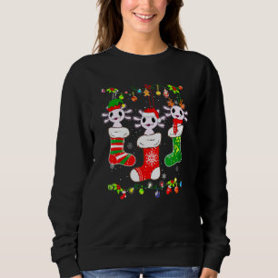Cute Axolotl Socks Christmas Light  Family Pyjamas Sweatshirt