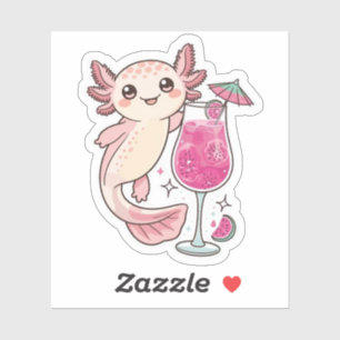 Cute Axolotl Sticker - Dragon Fruit Spritzer