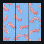cute Axolotl underwater bubbles blue  Triptych<br><div class="desc">"cute Axolotl underwater bubbles blue ", "Axolotl gifts", "Axolotl present", "cute animal", "cute Axolotl", underwater, bubbles, Axolotl, mudpuppies, mudpuppy</div>