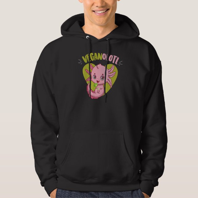 Cute Axolotl Vegan Diet Veganolotl  Plant Based Di Hoodie (Front)