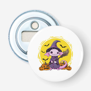 Cute Axolotl Witch Halloween Bottle Opener