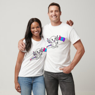 Cute Axolotl with Androgyne Pride Flag LGBTQ+ T-Shirt