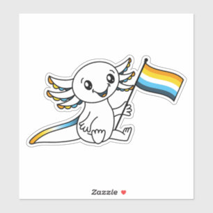 Cute Axolotl with AroAce Sunset Pride Flag LGBTQ+